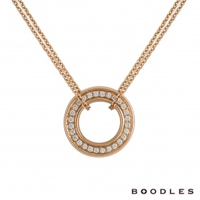 Boodles 18k Rose Gold Small Diamond Set Roulette Pendant 0.35ct